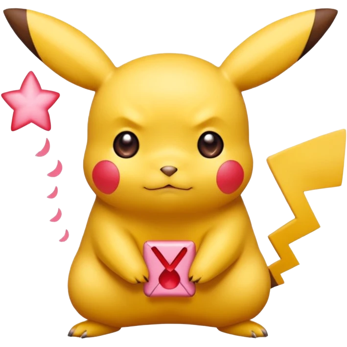 Un Pikachu rouge qui et triste avec des éclairs en fond et il a fait caca emoji