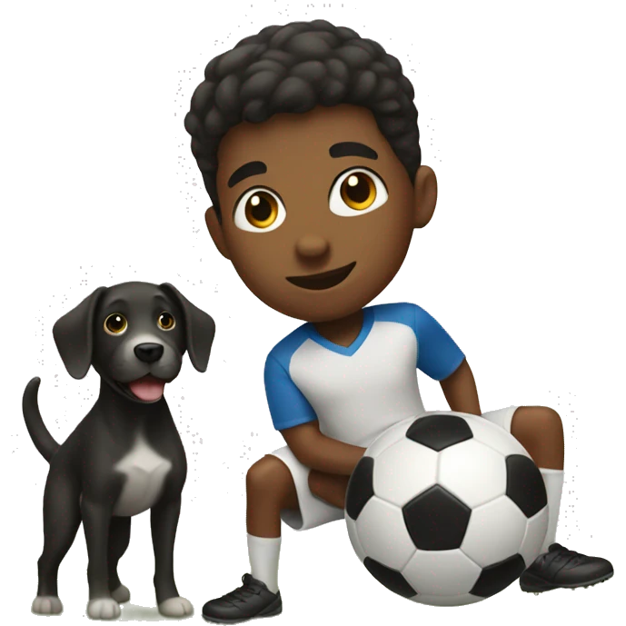 black boy playing soccer with his dog emoji