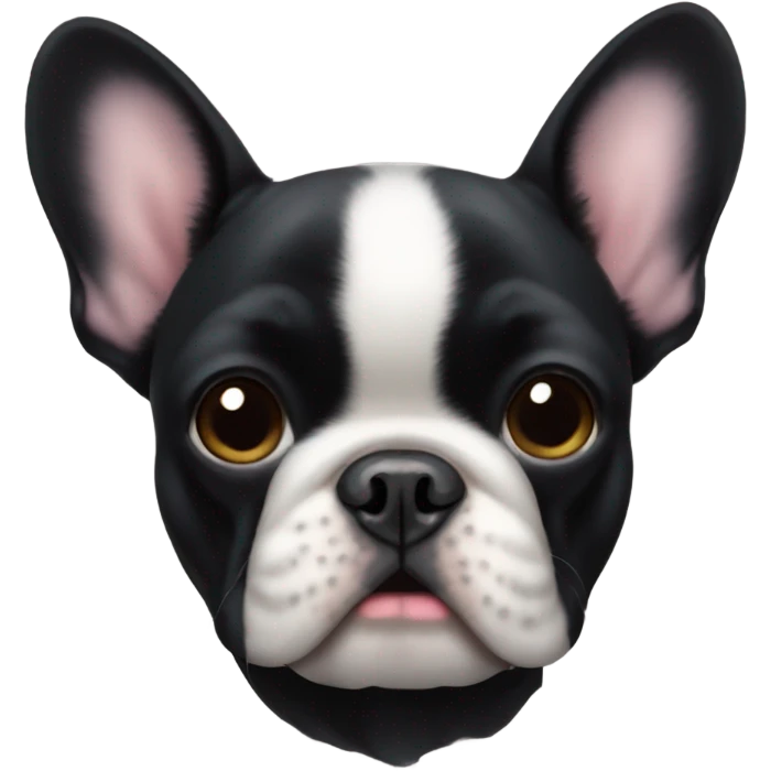 A black French bulldog with fluffy face fur  emoji
