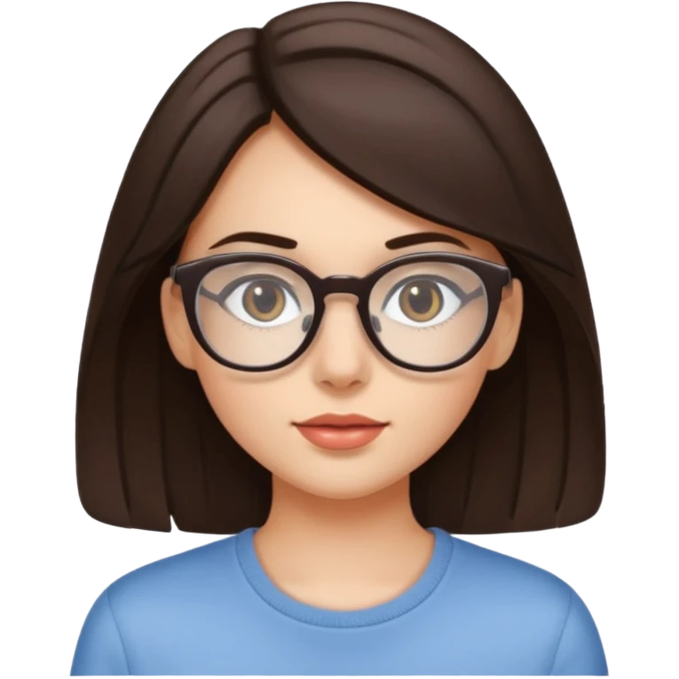 Brunette girl with clear glasses emoji