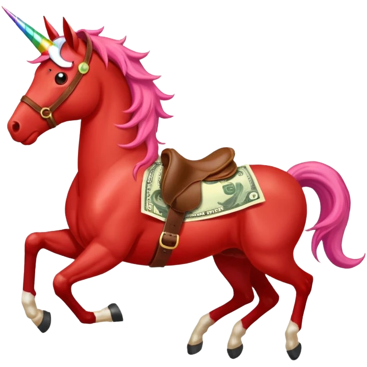 red horse agressive running unicorn money on the saddle text “ZGI” emoji