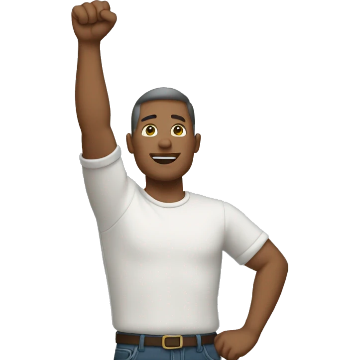 Man raising his arm up to the sky at an angle emoji