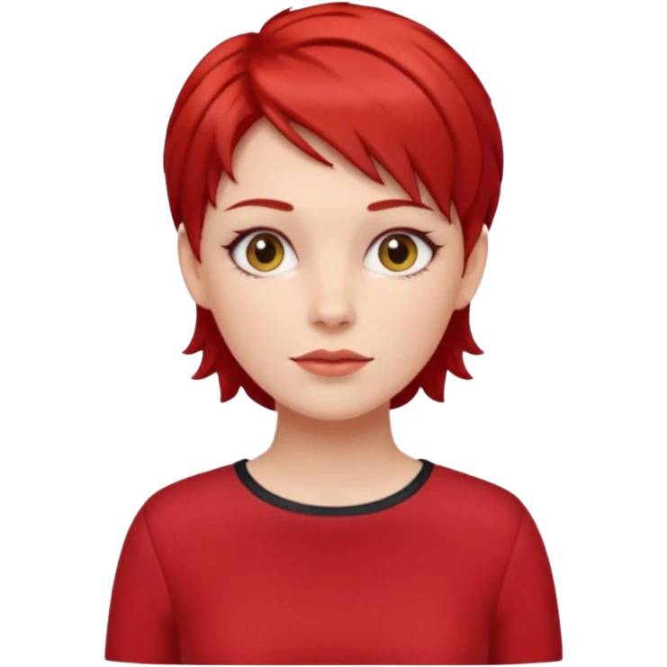 lady in red clothes , short layer red hair emoji