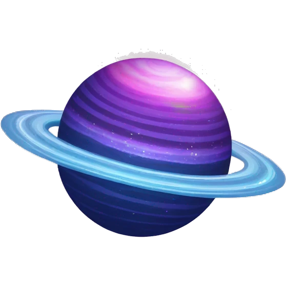 sparkly glittery blue purple and pink glitter planet with white saturn ring emoji