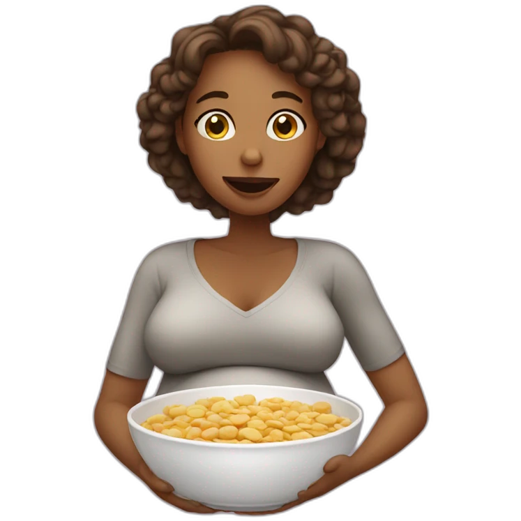 White Pregnant woman eating cereal emoji