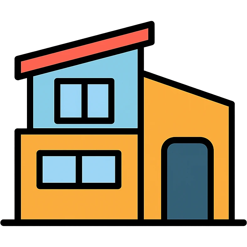 modern home, color icon style, geometric shapes, minimalistic emoji