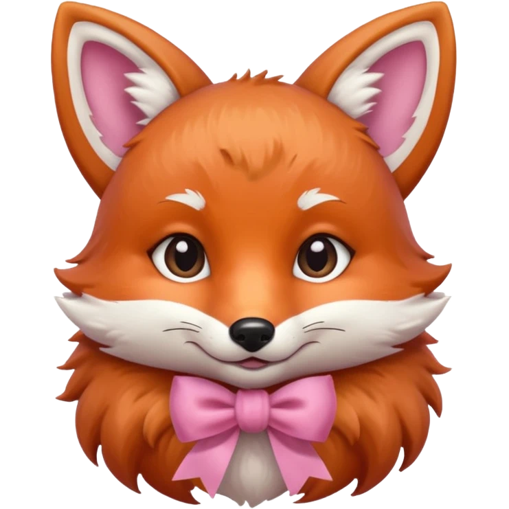 cute fox with pink bow, bust up emoji
