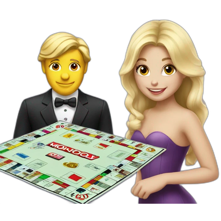 blond girl and monopoly emoji