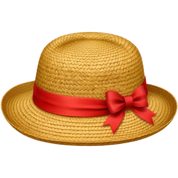Chapeau de paille avec ruban rouge emoji