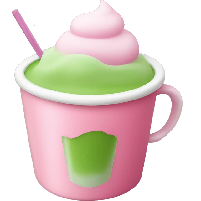 normal Large cup, pink drink, green matcha foam on top  emoji