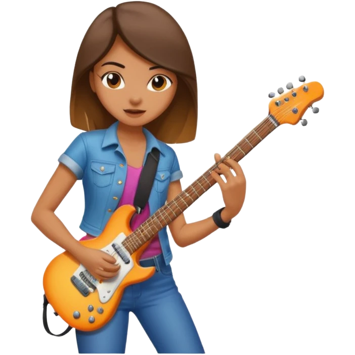 A cool girl playing the electric guitar  emoji