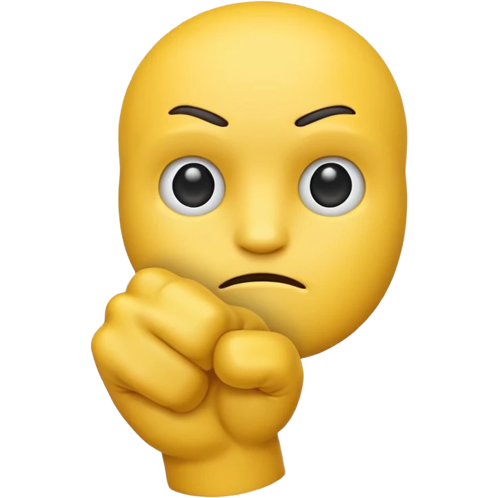 make just the simple yellow emoji with a fist infront of him and a strait face emoji