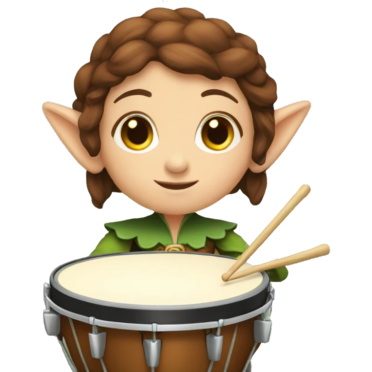 female elf bard with brown hair playing a drum emoji