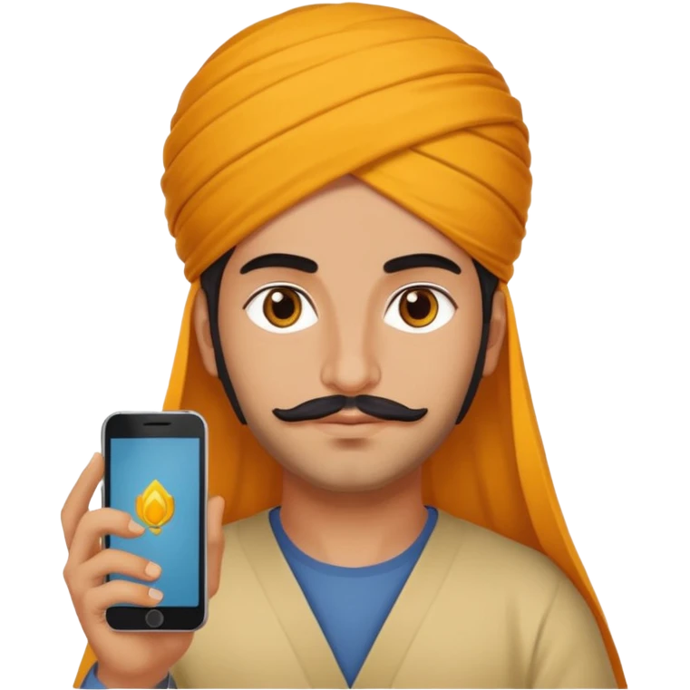 persian with saffron on head and smartphone emoji