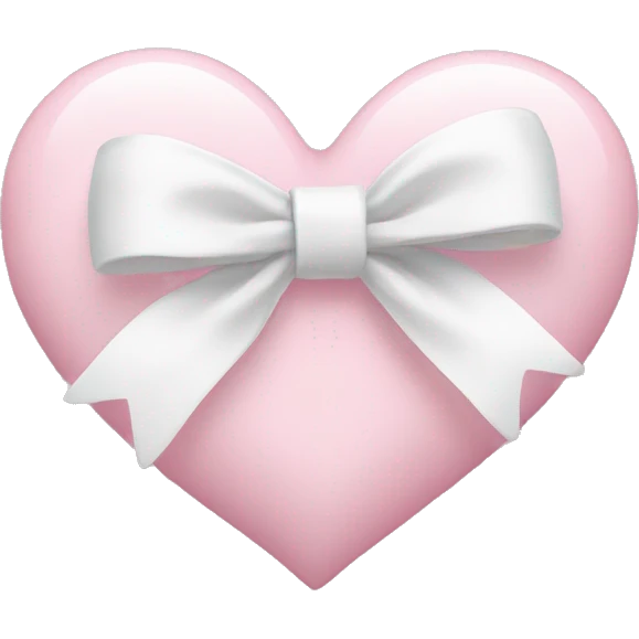 Pastel pink heart with white bow emoji