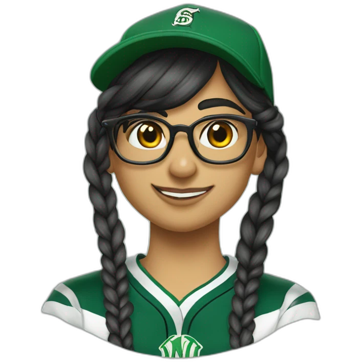 Mia Khalifa slytherin baseball tshirt braid emoji