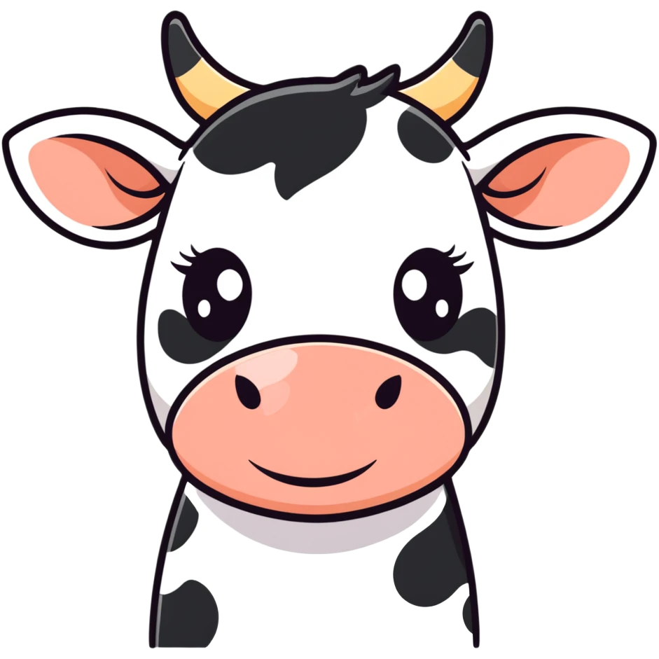 cute cow face with big eyes emoji