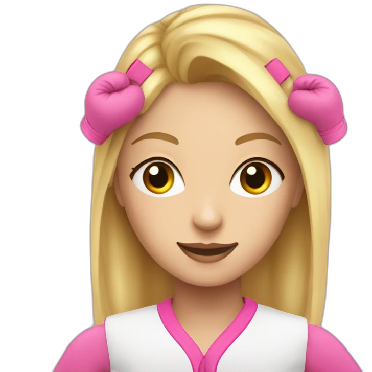 blonde girl with pink boxing gloves emoji