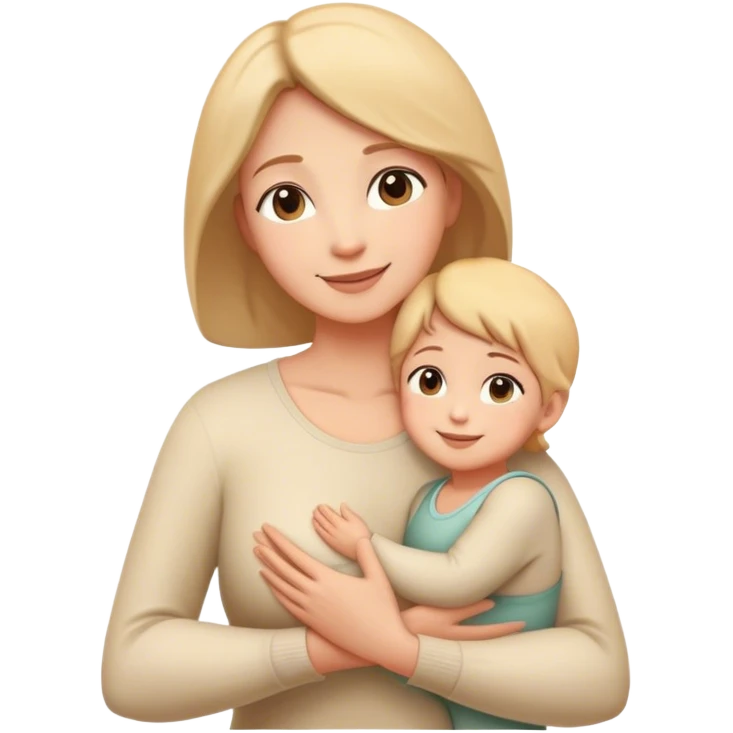 A mother figure with a warm and caring expression. She has a gentle smile, open arms, and a nurturing presence. Her posture is comforting, symbolizing love and protection emoji