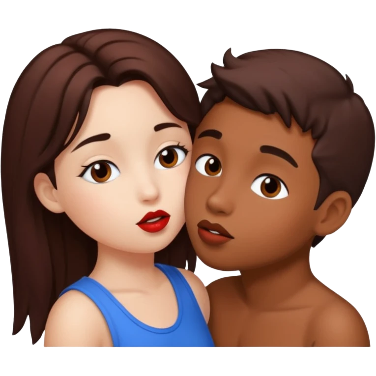 Kiss marron skin girl and White skin boy  emoji