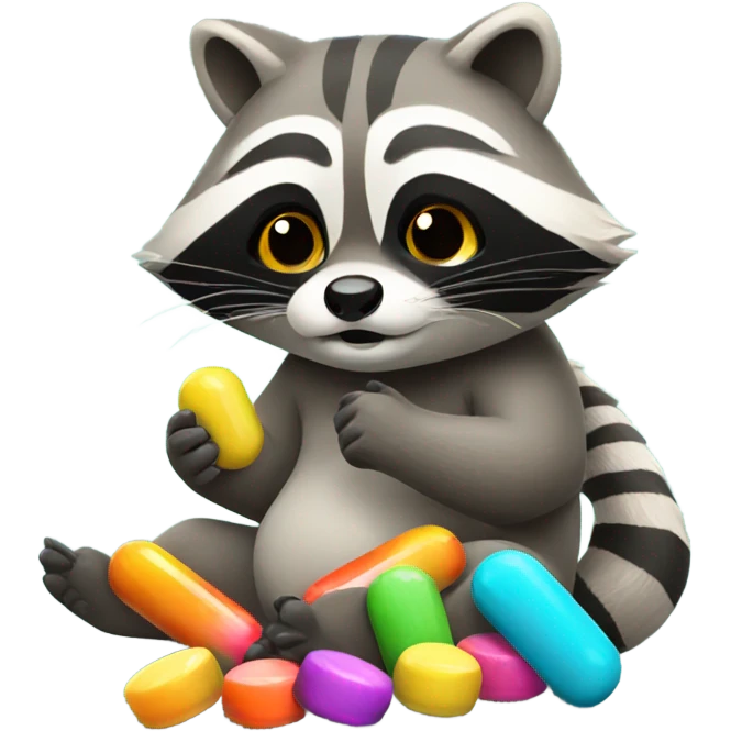 Raccoon eating pills  emoji