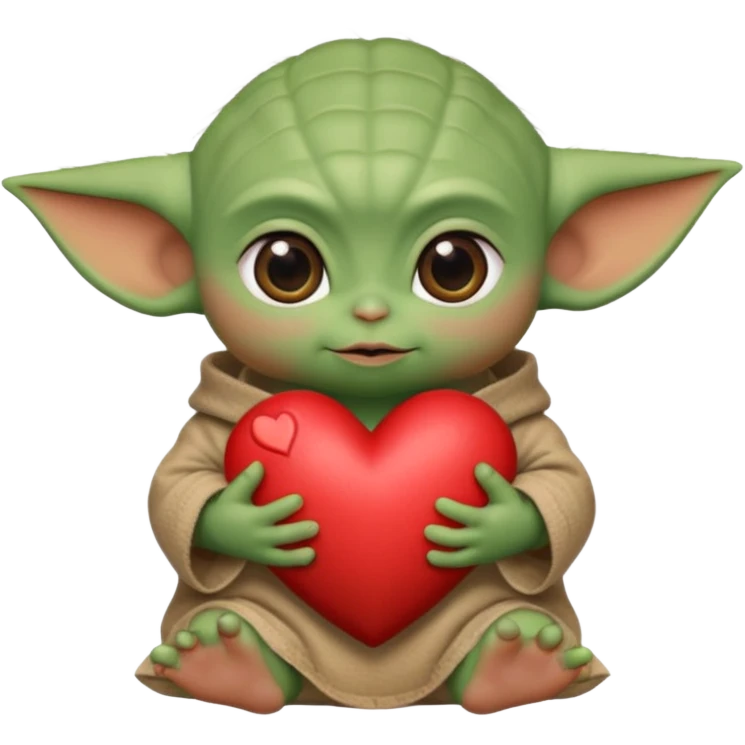 Baby yoda with heart emoji