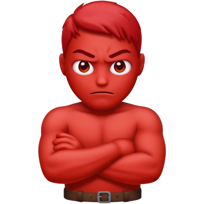 A mad emoji with arms crossed and red face emoji