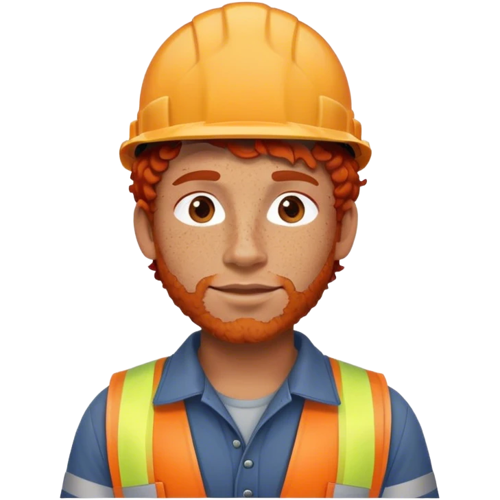 male construction worker with curly red hair and freckles emoji