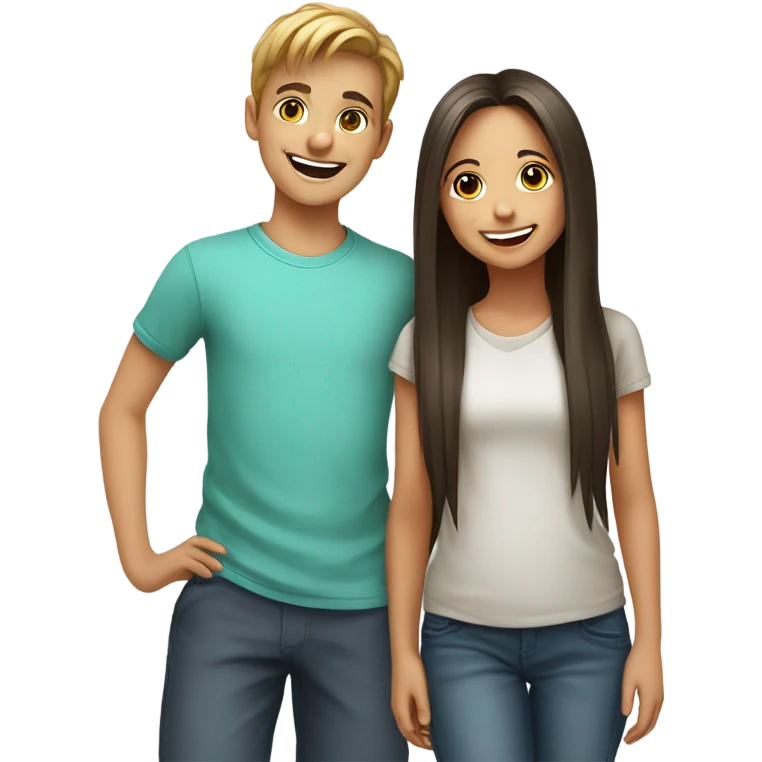smiling girl and boy portrait emoji