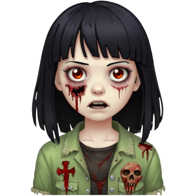 zombie girl with black hair and bangs emoji