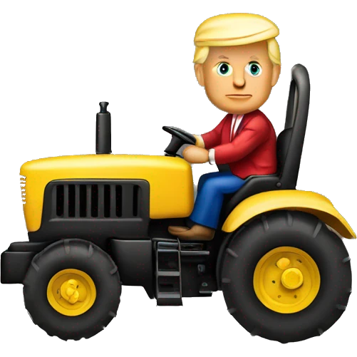 Donald Trump driving a tractor emoji