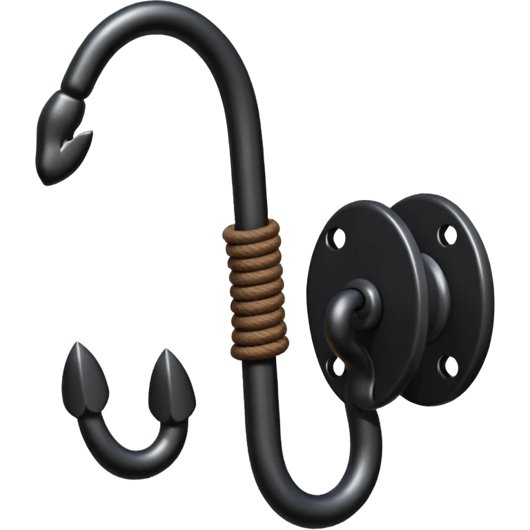iron hook, 4 hooks, black, with rope emoji