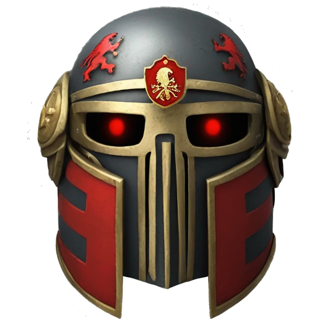 Warhammer 40K helmet with red lenses, featuring the Russian coat of arms. emoji