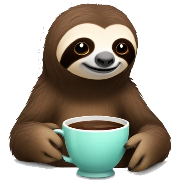 a sloth sipping coffee emoji