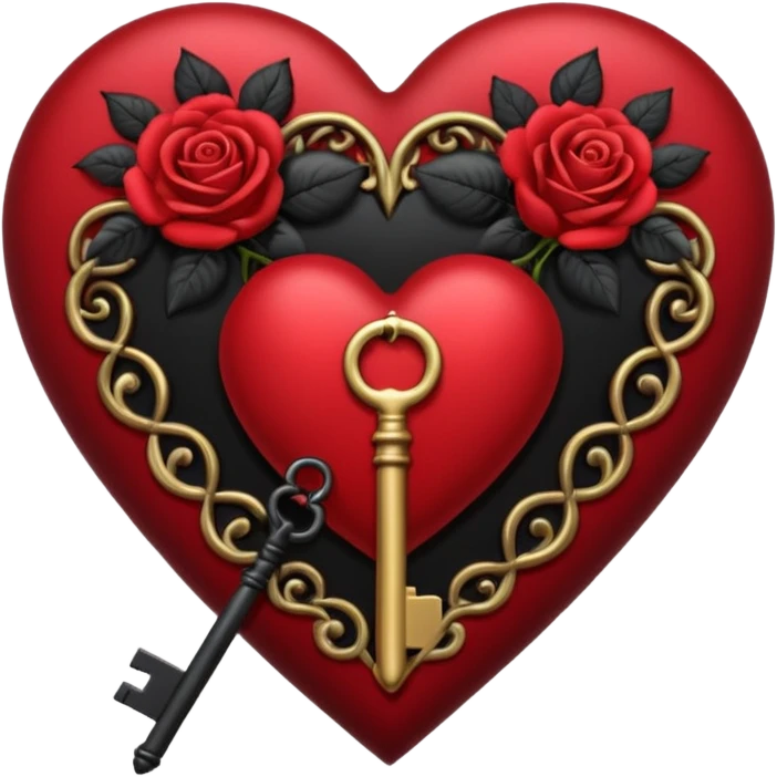 heart with a dark rose and key emoji