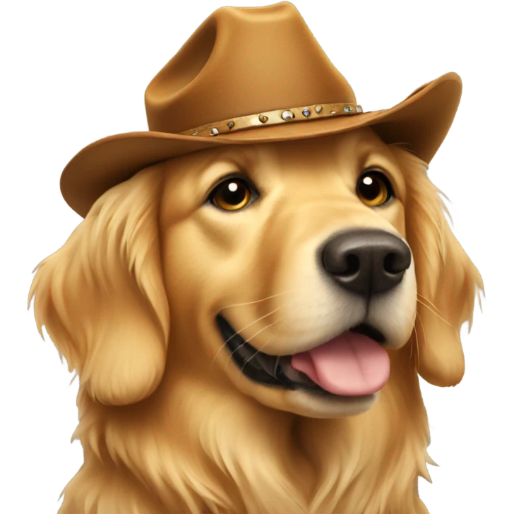 golden retriever wearing cowboy boots emoji