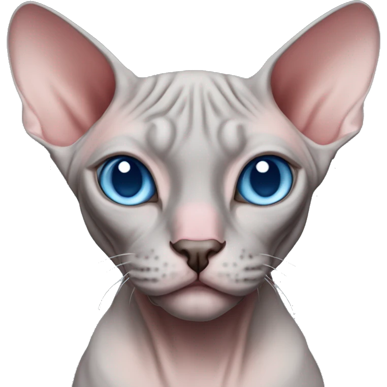 Pink/grey sphynx cat with blue eyes emoji