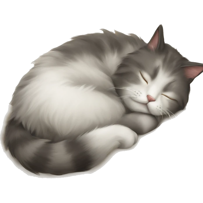 a fluffy cat sleeping emoji