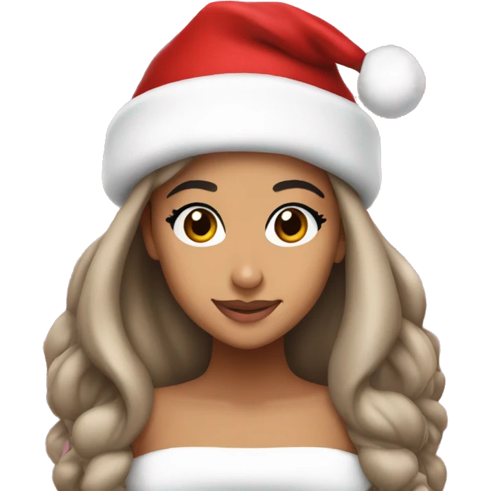 ariana grande wearing christmas hat emoji