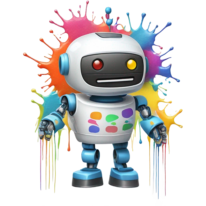 robot paints emoji