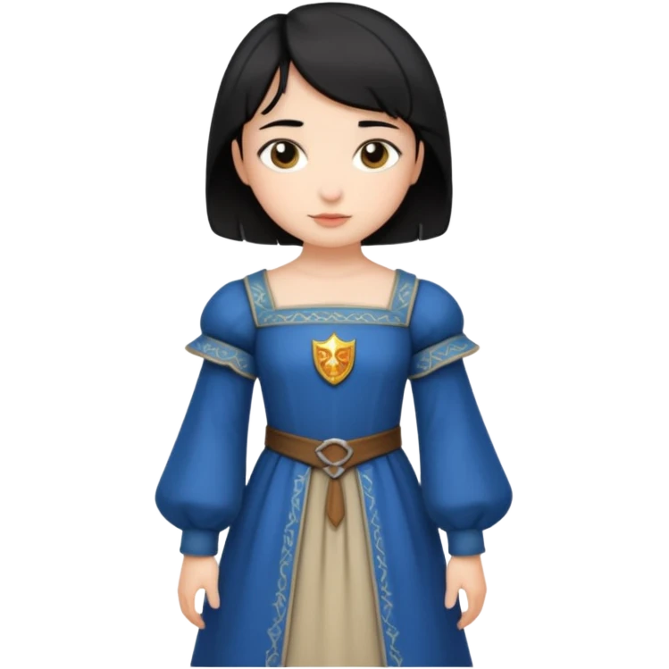Crea a una chica de pelo corto color negro con vestido medieval emoji