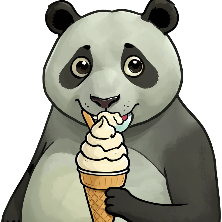 Panda eating ice cream emoji