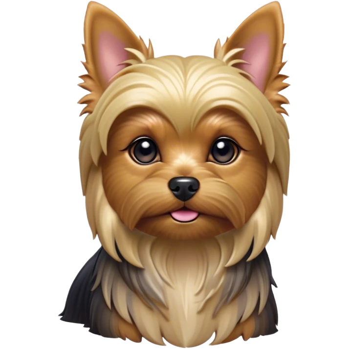 Cinematic Noble Yorkshire Terrier Portrait Emoji, Exuding refined charm and dignified poise, with a lustrous, silky fur in rich, deep hues, alert eyes and a confident expression, simplified yet exquisitely detailed, glowing with a soft, aristocratic radiance, high shine, embodying intelligent grace and classic elegance, soft glowing outline, capturing the essence of a regal Yorkshire Terrier ready to rule the screen with effortless sophistication! emoji