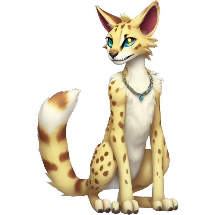 Anthro Epic Beautiful Handsome Pretty Colorful Sergal-Serval-Vernid full body emoji