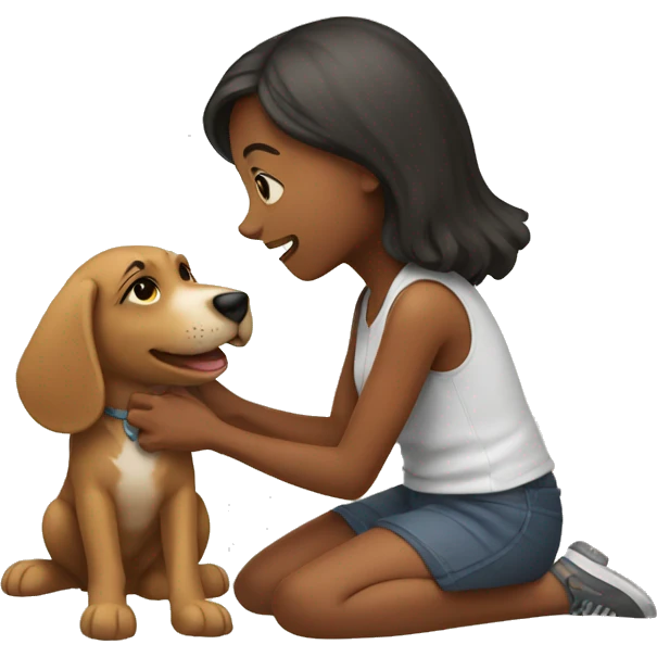 Girl playing with dog  emoji