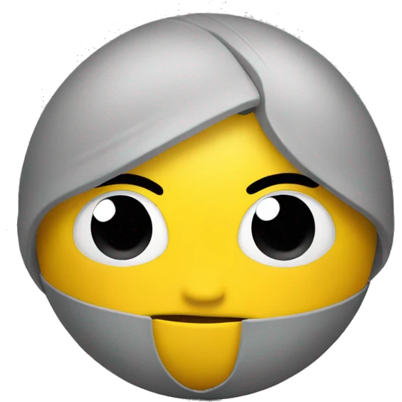 A yellow, ball head with a cartoon surprise emoji