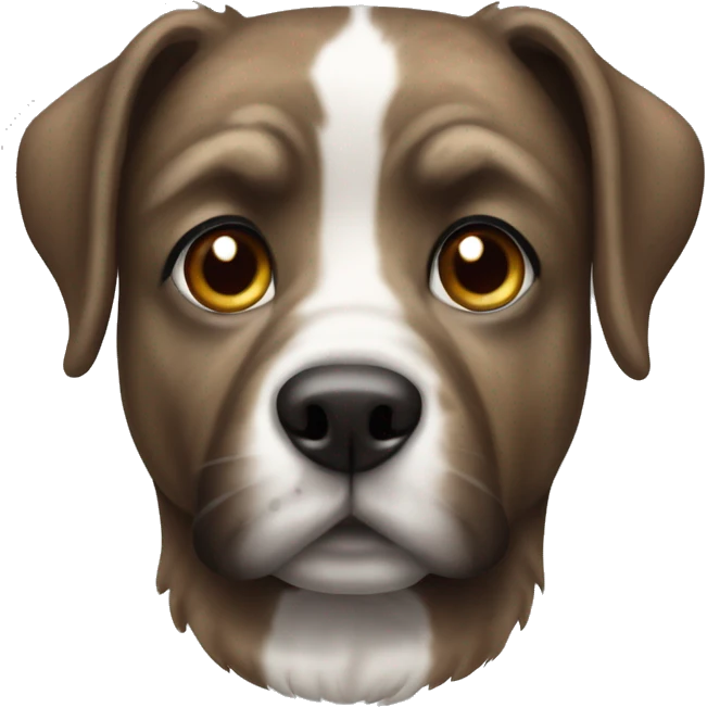 dog with brindle fur, long nose, white stripe between eyes emoji