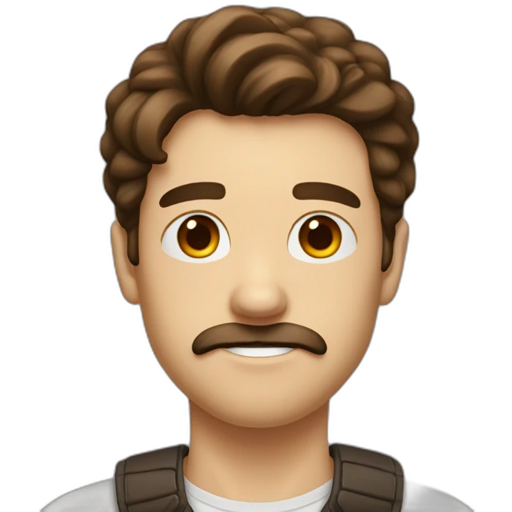 Guy with brown hair on right side, with a little square mustach on the top of the lip emoji