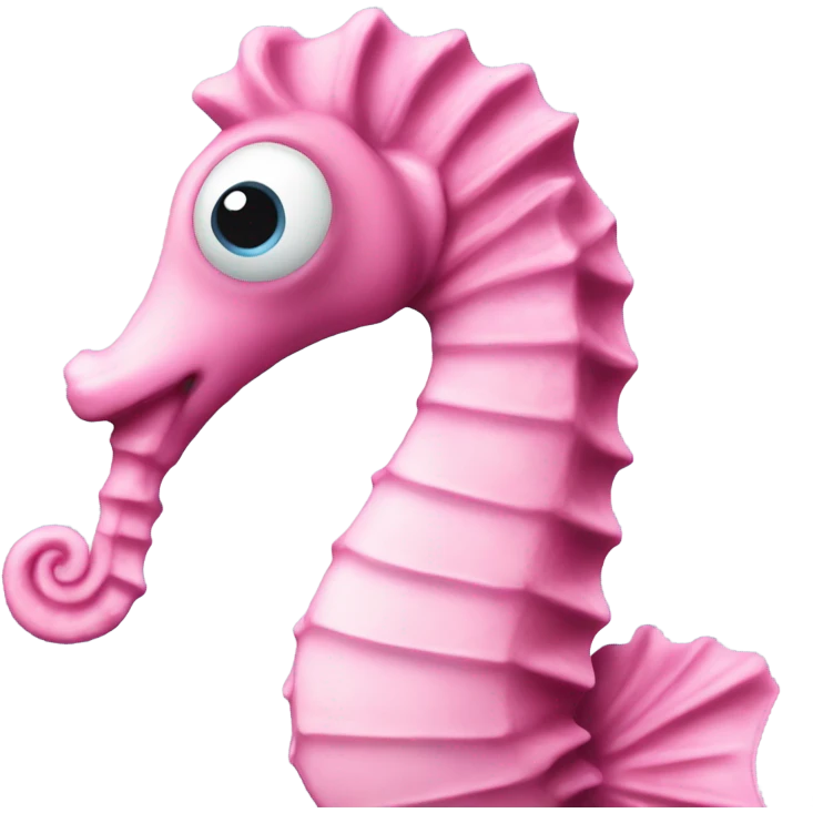 Pink seahorse with black dots as eyes and very small light blue details emoji