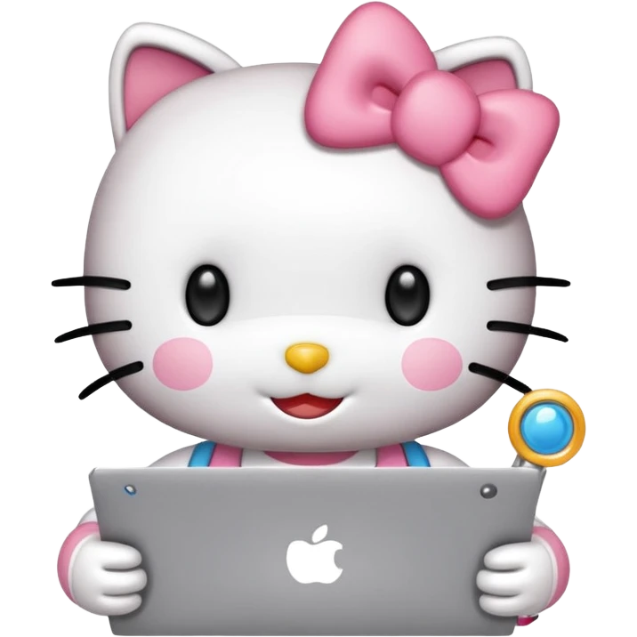 Hello Kitty with a cute browser window frame around her face including tabs and search bar emoji